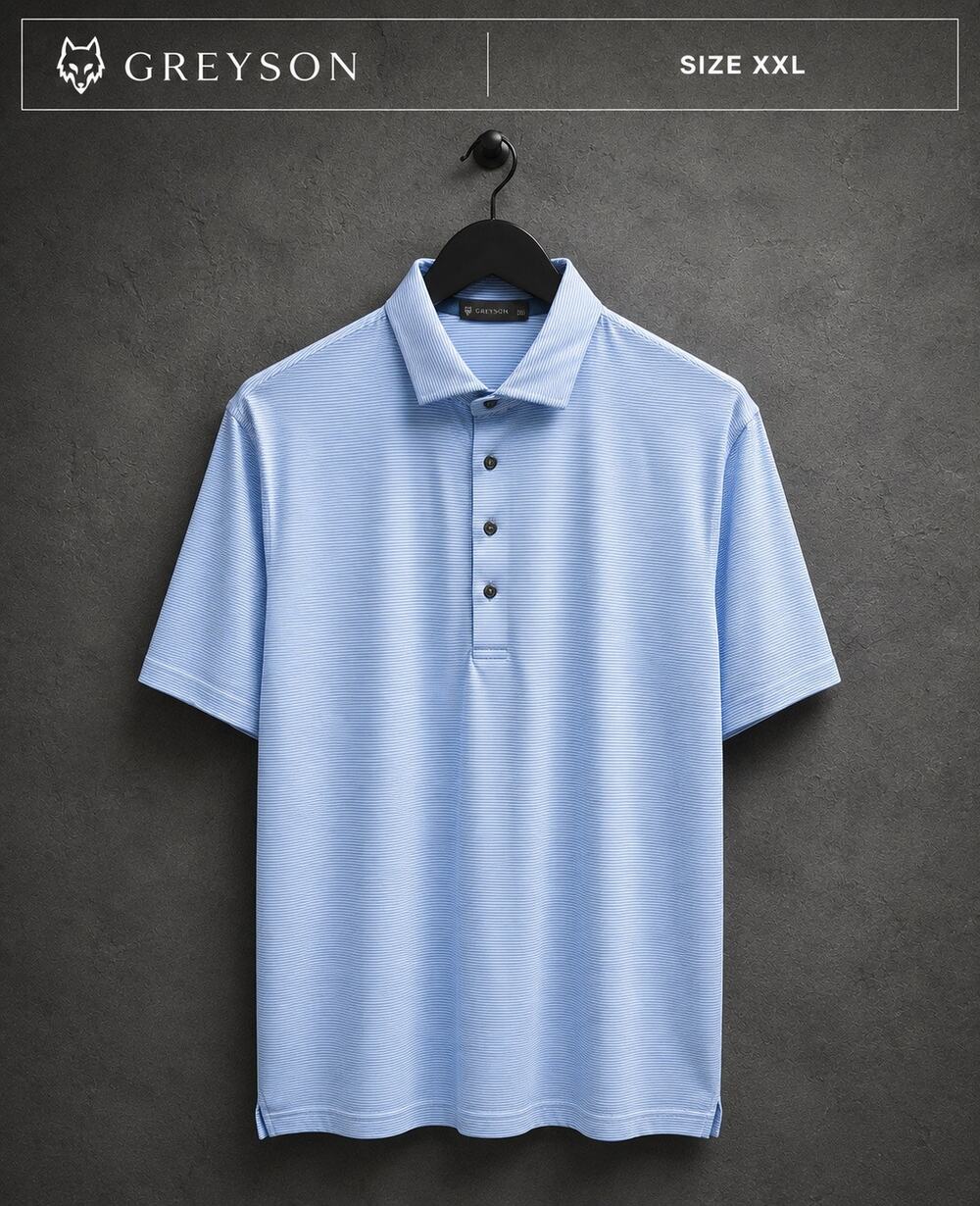 Greyson Light Blue Micro Stripe Performance Polo XXL